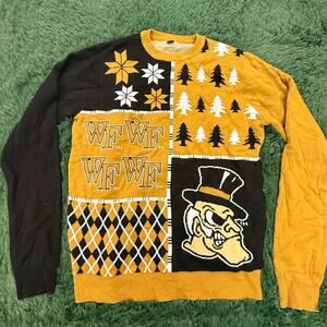 Wake Forest Sweater Men's Large Black Gold Demon Deacons Christmas Tree